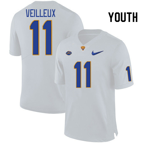 Youth #11 Christian Veilleux Pitt Panthers College Football Jerseys Stitched Sale-White